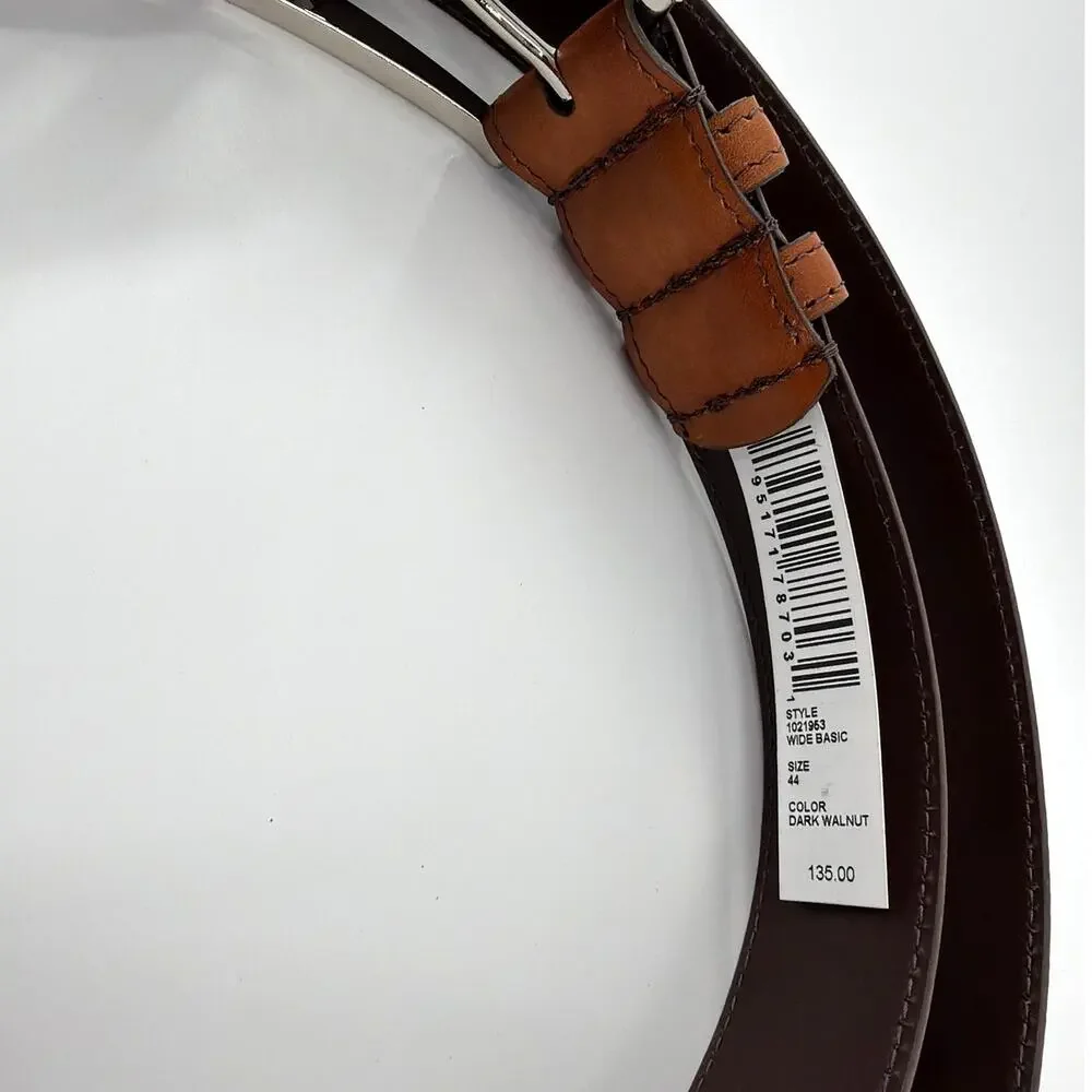 Allen Edmonds Men's Dark Walnut Leather Wide Basic Dress Belt Size 44